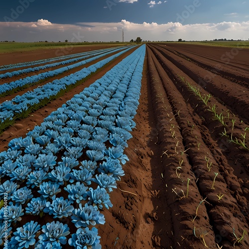 Soia del raccolto. Soia intensa blu del cielo di posizione di Gomez del campo di azienda agricola del fagiolo Ca de della priorità bassa del ada argentina
