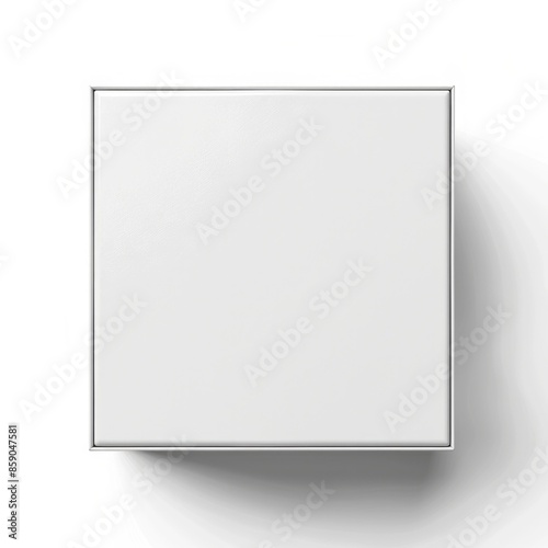 White Square Box. Blank Three-Dimensional Cube from Top Front Side Angle, Isolated on White Background