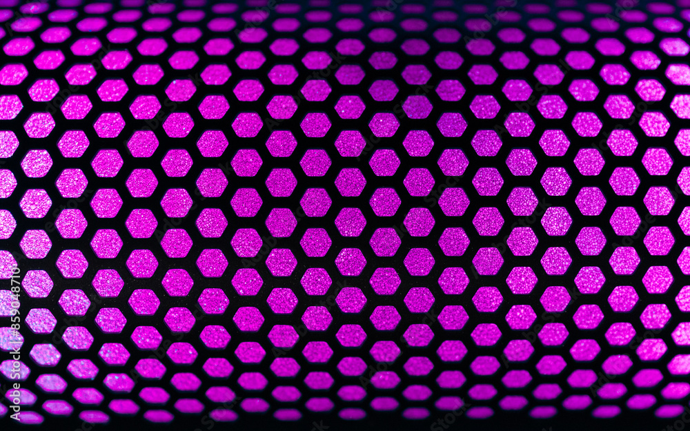 Grid. Hex. Close-up of pink honeycomb texture Grid. Hex. Close-up of pink honeycomb texture