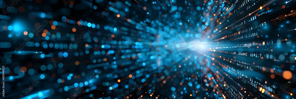 A blue and orange light show with a lot of dots. The light show is very bright and colorful A blue and orange light show with a lot of dots. The light show is very bright and colorful