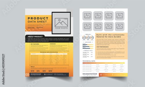 Product Data Sheet, Technical Data Sheet layout 2 Page Concept template design