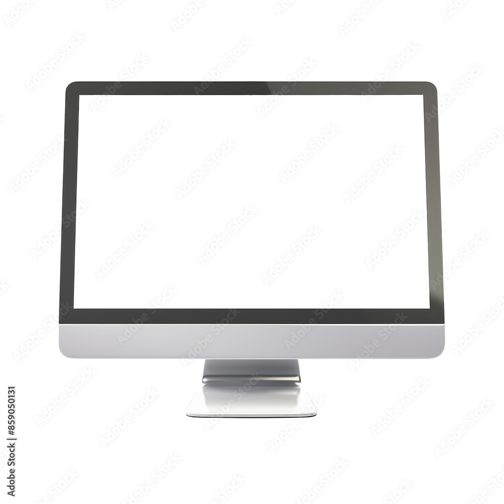 A sleek, modern desktop computer monitor with a blank screen, isolated on a white background, perfect for technology or office-related content.