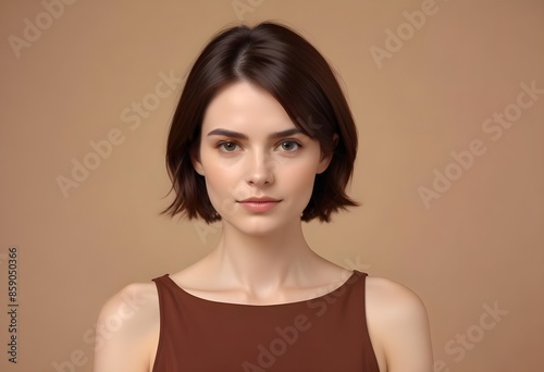Beautiful elegant woman front view photo