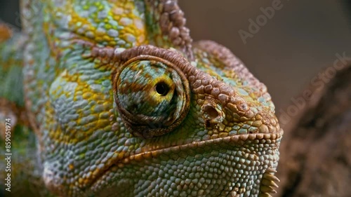 A Window to the World: A Close-Up Look at a Chameleon's Eyes photo