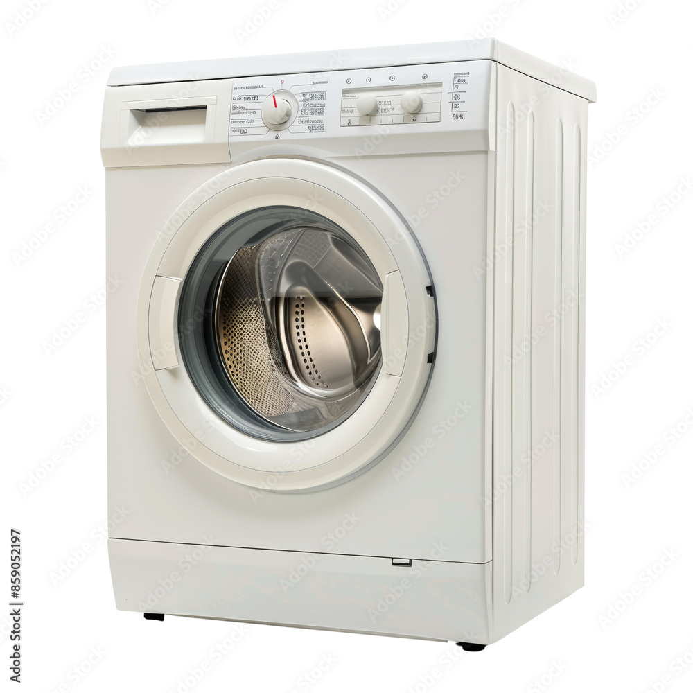 High-efficiency front-loading washing machine for home laundry. Modern, durable, and energy-saving appliance in white color. High-efficiency front-loading washing machine for home laundry. Modern, durable, and energy-saving appliance in white color.