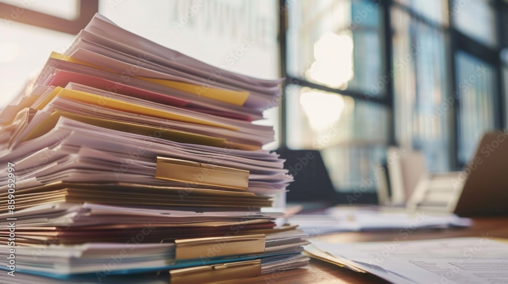 Law Documents. Pile of Paperwork Files on Office Desk with Clip Papers, Business Concept Law Documents. Pile of Paperwork Files on Office Desk with Clip Papers, Business Concept