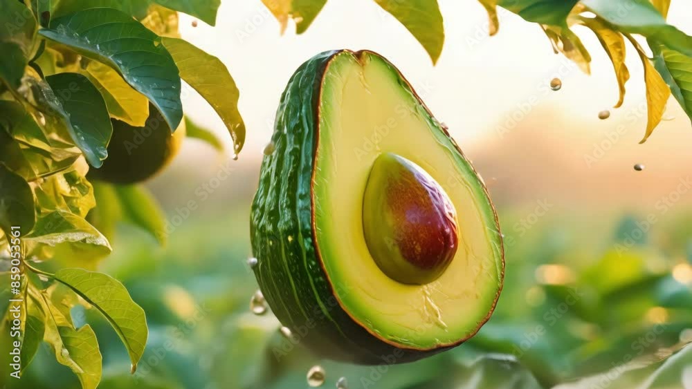 Fresh and sweet avocado fruit realistic background