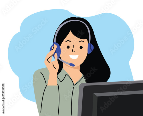 female costumer service icon or flat design cartoon customer support center