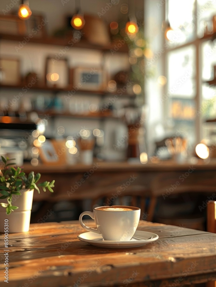 Cozy coffee shop, warm shelf and table setup, bokeh background, inviting atmosphere, medium shot, soft lighting Cozy coffee shop, warm shelf and table setup, bokeh background, inviting atmosphere, medium shot, soft lighting