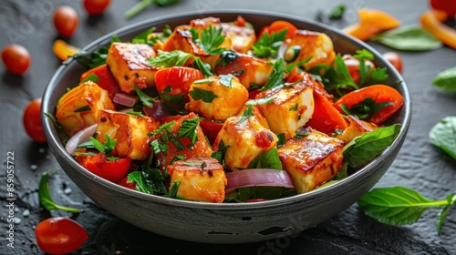 Paneer Salad with Tomatoes and Onions