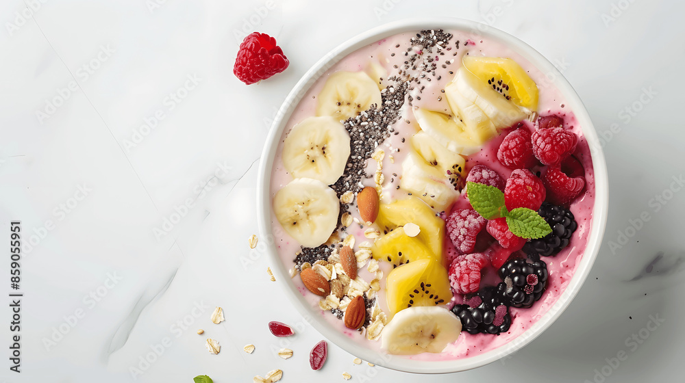 Smoothie bowl with fresh fruits, nuts, and seeds Smoothie bowl with fresh fruits, nuts, and seeds