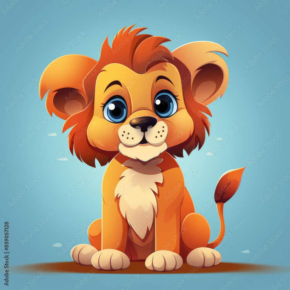 Cute Cartoon Lion Character with Space for Copy, Generative AI Cute Cartoon Lion Character with Space for Copy, Generative AI