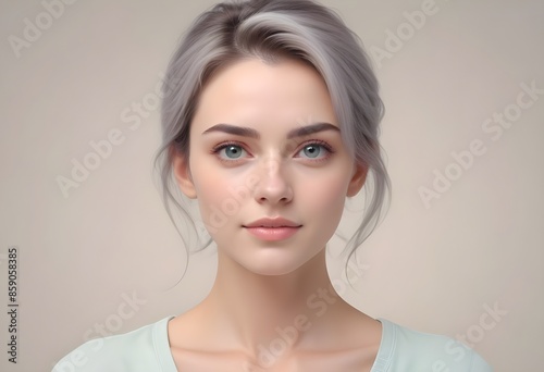 Beautiful elegant woman front view photo