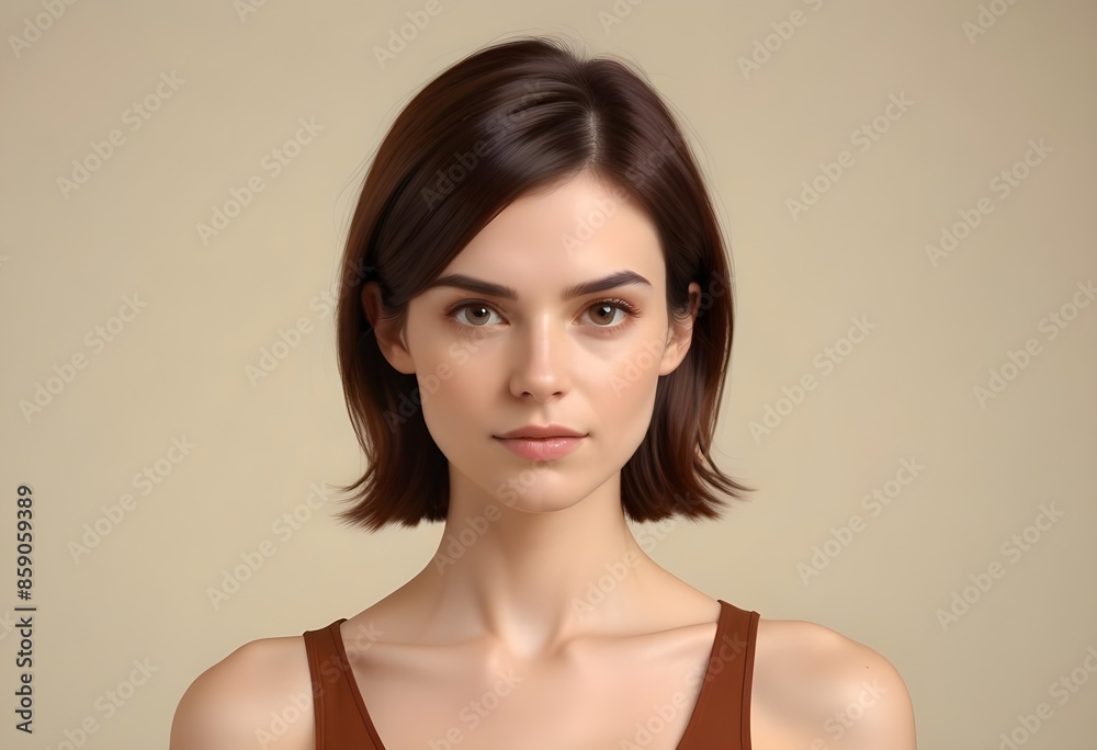 Beautiful elegant woman front view photo