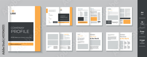 Company Profile Brochure Layout with Corporate business presentation brochure template Annual report 