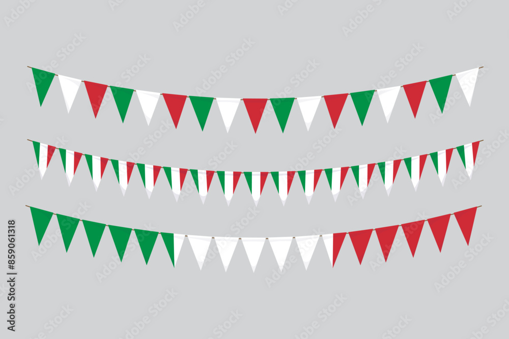 Obraz premium Flags isolated.Italy paper bunting. flags birthday, anniversary, celebrate event.
