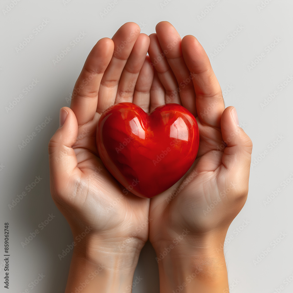 Photo hands of man with a red heart on white wall Organ donation day Photo hands of man with a red heart on white wall Organ donation day