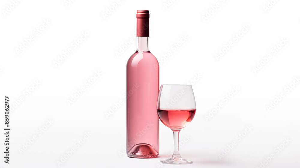 Isolated rose wine bottle on a stark white background Isolated rose wine bottle on a stark white background