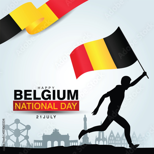 happy national day Belgium greetings. abstract vector illustration design.