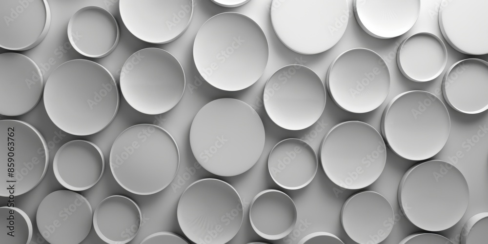 Gray Circle. Geometric Structure with Circles and Rhombus Decoration on White Background Gray Circle. Geometric Structure with Circles and Rhombus Decoration on White Background