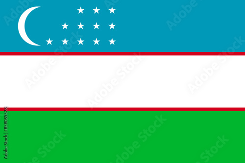 Uzbekistan flag in official colors and proportion correctly