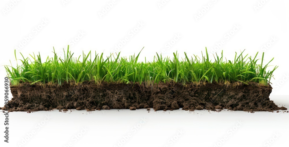 green grass field isolated on white or white background for display products, Generative AI green grass field isolated on white or white background for display products, Generative AI