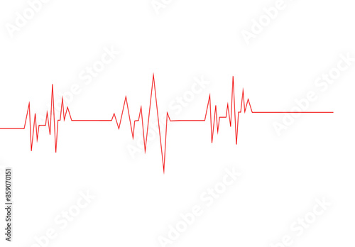 red heart beat line on white
