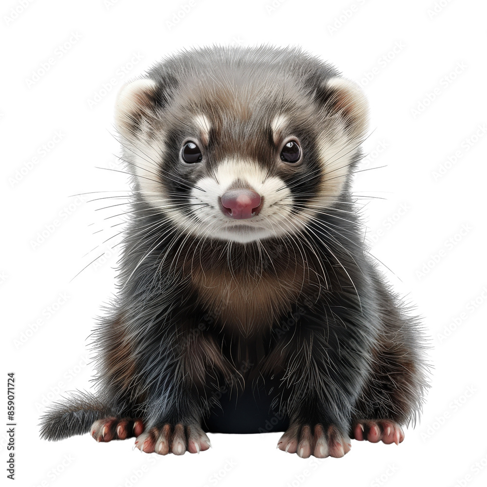 Adorable ferret sitting and looking directly into the camera with a curious expression. Perfect for pet and animal themed content. Adorable ferret sitting and looking directly into the camera with a curious expression. Perfect for pet and animal themed content.