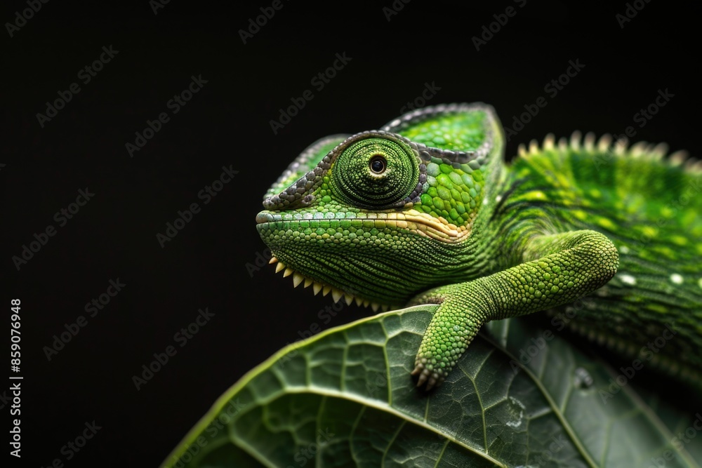 chameleon on a green leaf chameleon on a green leaf