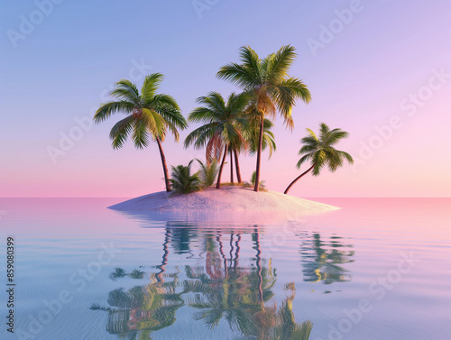 3D Tropical Island Concept, Vibrand Colors photo