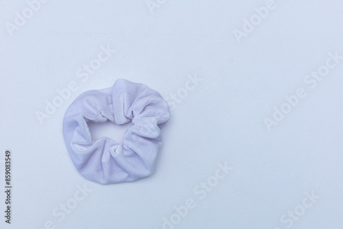 Pearl, pink silk Scrunchies on white. Luxury Hairdressing tools and accessories. Hair Scrunchies, Elastic HairBands, Bobble Sports Scrunchie Hairband.turquoise silk Scrunchy in hands