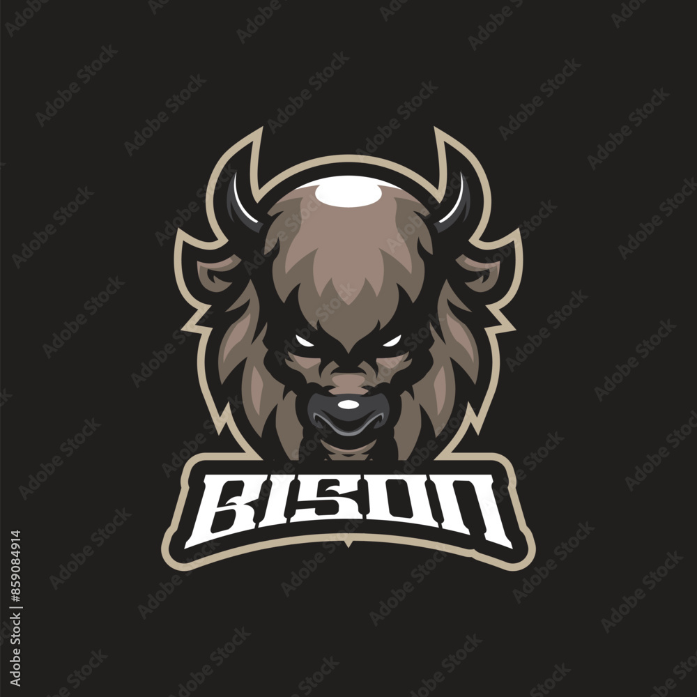 Bison mascot logo design vector with modern illustration concept style for badge, emblem and t shirt printing. Bison head illustration for sport and esport team. Bison mascot logo design vector with modern illustration concept style for badge, emblem and t shirt printing. Bison head illustration for sport and esport team.