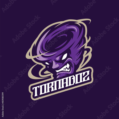 Tornado mascot logo design vector with modern illustration concept style for badge, emblem and t shirt printing. Angry tornado illustration for sport and esport team.