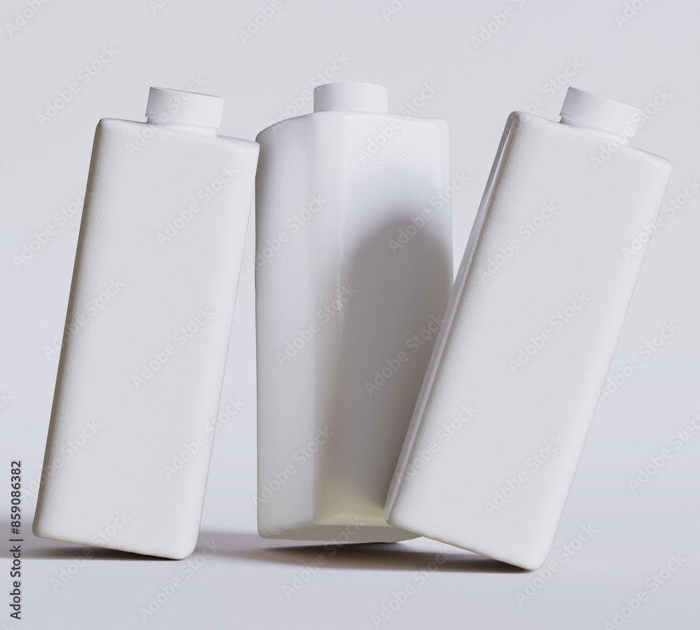 White plastic or carton pack template for beverage juice, milk Packaging. 3D illustration White plastic or carton pack template for beverage juice, milk Packaging. 3D illustration