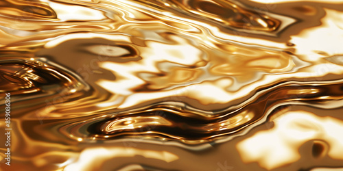 Abstract liquid gold marble texture in flowing metallic style