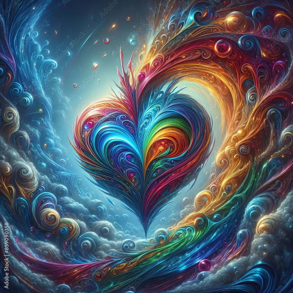 Vibrant Heart with Colorful Swirls: Abstract, Glowing, and Full of Creative Fantasy Vibrant Heart with Colorful Swirls: Abstract, Glowing, and Full of Creative Fantasy