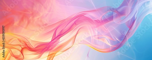 Abstract swirls of vibrant smoke creating enchanting shapes against a blue and pink backdrop © ALEXSTUDIO