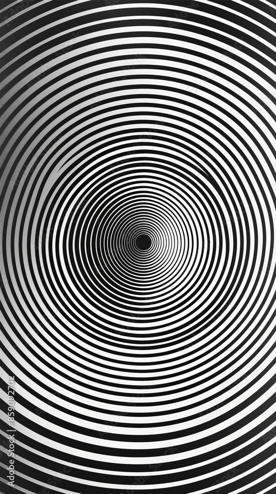 Obraz premium Black and white hypnotic spiral pattern, abstract illusion art. Optical illusion concept