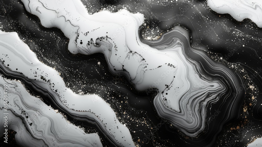 Abstract black and white marble texture with gold accents Abstract black and white marble texture with gold accents