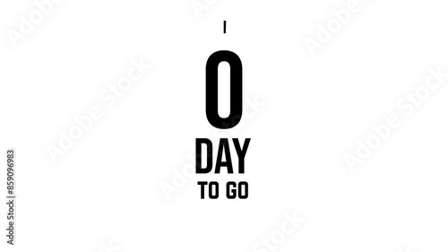 3 days to go, 31 days count 2D animation, motion graphics running numbers counting days, 3 days in a month, three days left, 4K HD video with black text Transparent video alpha channel.