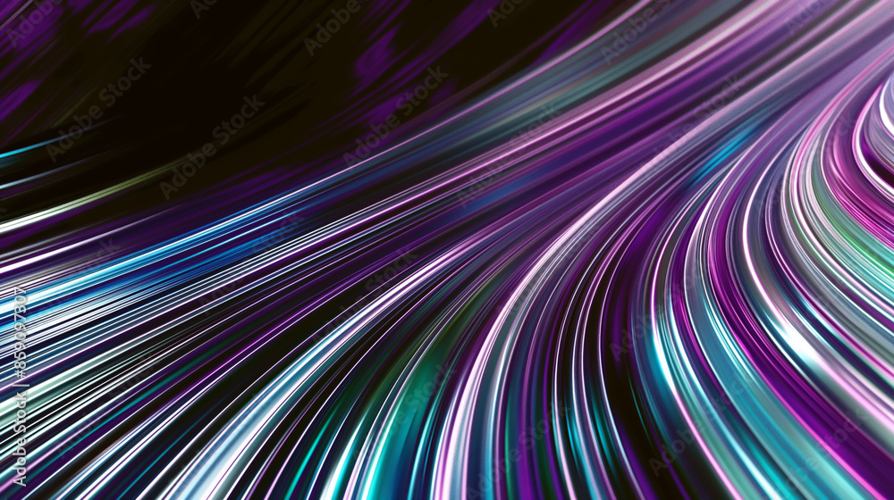 Blue green purple gradient metallic texture curved abstract background. Technology cool dark wallpaper.