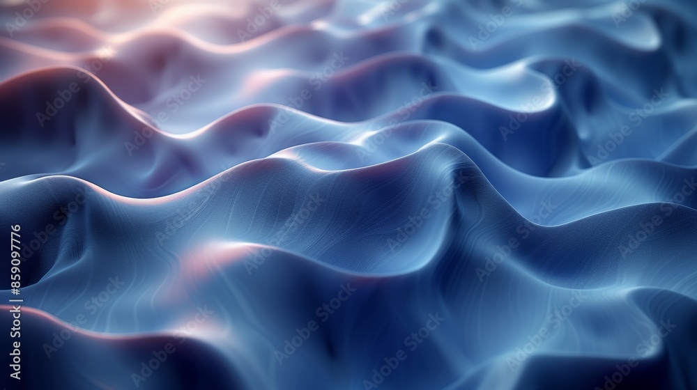 Abstract 3d waves of blue satin fabric