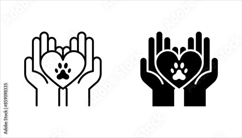 Dog Love Heart with cute puppy face icon set. vector illustration on white background. best used for pet care,