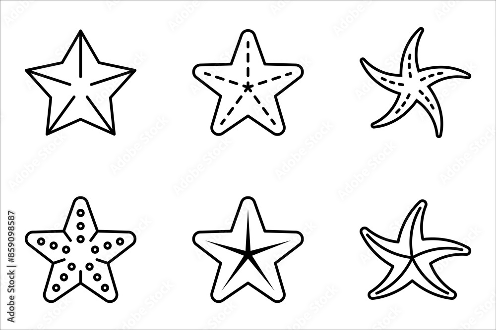 Starfish vector set for summer design elements vector illustration on white background. Starfish vector set for summer design elements vector illustration on white background.