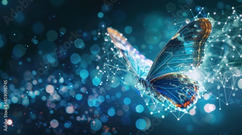 Disperse Butterfly Isolated in Digital Transformation Banner for Technology Change