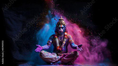 Hanuman, a revered Hindu god known for his strength, devotion, and loyalty.