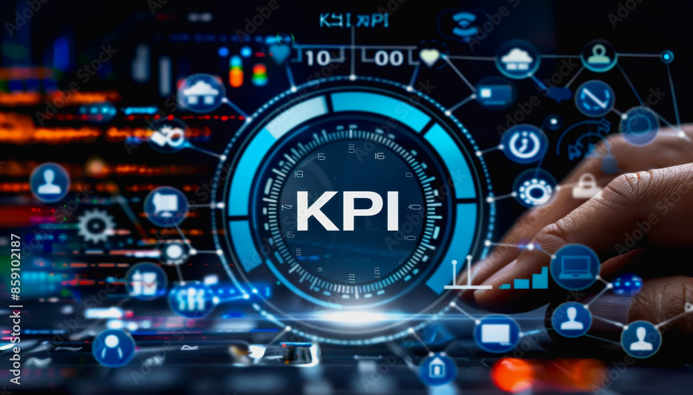 Businessman Holding KPI Icons, Performance Metrics and Data Analysis, Strategic Planning and Goal. Businessman Holding KPI Icons, Performance Metrics and Data Analysis, Strategic Planning and Goal.