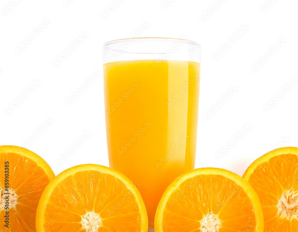 Orangensaft am unteren Rand isoliert auf weißen Hintergrund, Freisteller Orangensaft am unteren Rand isoliert auf weißen Hintergrund, Freisteller