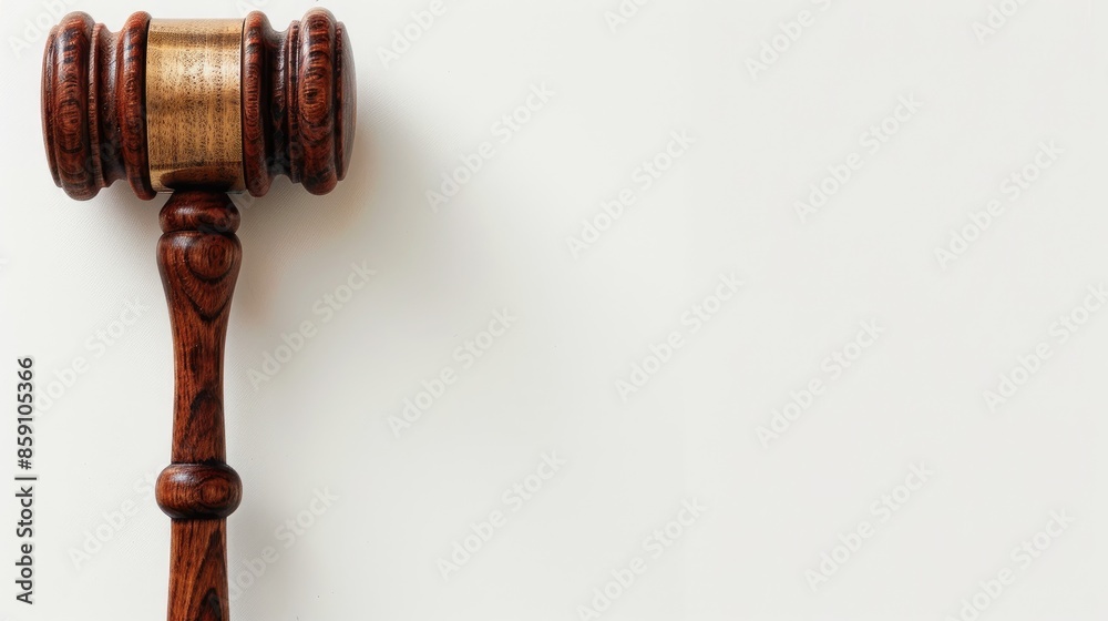 Wooden gavel on white background with space for text Wooden gavel on white background with space for text