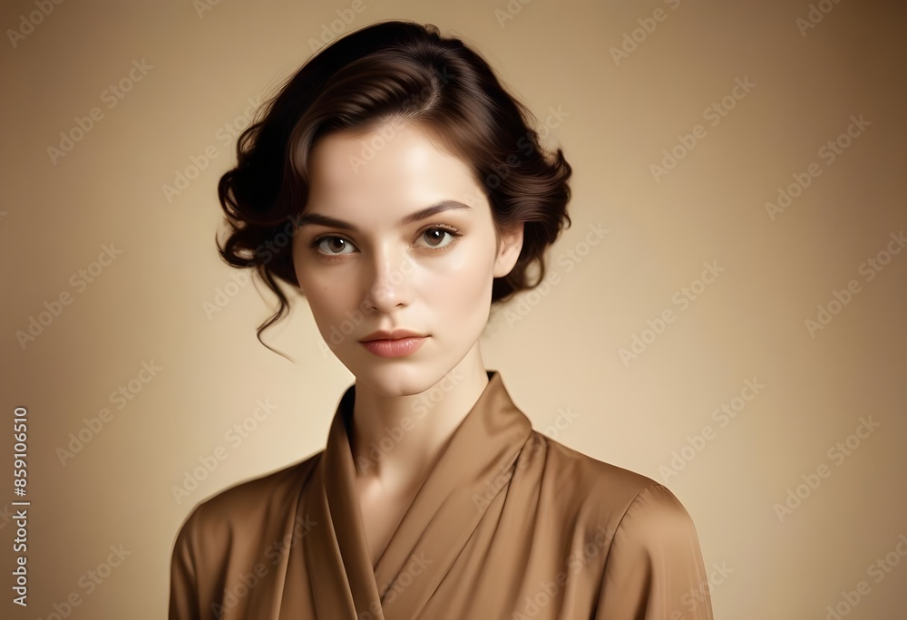 Beautiful elegant woman front view photo